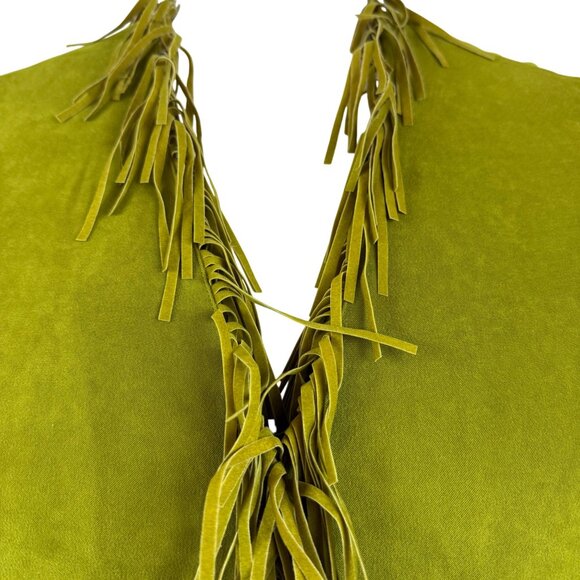 Nortonmcnaughton Womens Green Fringe Open Front Jacket Western Boho Style Sz 18 - Picture 6 of 9